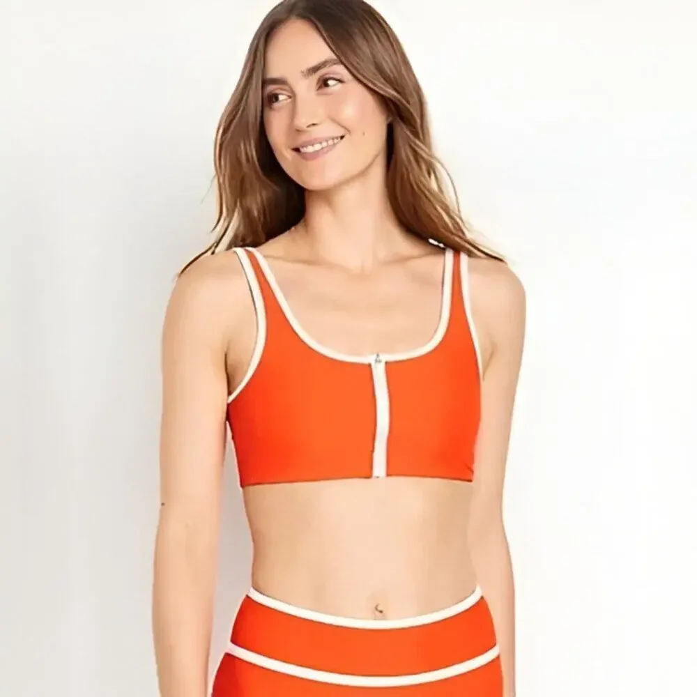 2/$30 NWT Old Navy Zip-Front Bikini Swim Top Warm Sunset XXL #A0265 TRB2